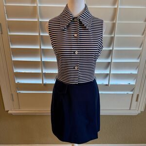 Vintage Old Salem Women’s Blue And White Stripe Skort Size 14 Old Money Resort